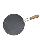 TABAKH Concave Iron Tawa Griddle, Wooden Handle