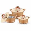 TABAKH Falcon Gold  Insulated Casserole Set of 3 Pcs (2500ml, 3500ml, 5000ml)