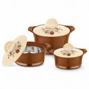 TABAKH Falcon Gold  Insulated Casserole Set of 3 Pcs (2500ml, 3500ml, 5000ml)