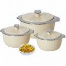 TABAKH Fine Dine Inner Stainless Steel Insulated Casserole Food Serving Pack of 3 Serve Casserole Set (2000ml, 3000ml, 5000ml)