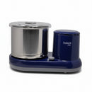 Blue and silver kitchen mixer on a white background
