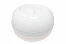 White ceramic apple-shaped container with decorative base on a white background