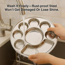 TABAKH Round 7 In 1 Compartment Divided Plate/Thali/Bhojan Thali/Mess Tray/Dinner Plate Set of 1, 37cm