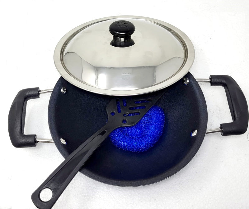 TABAKH Appachetty Non Stick Appam Pan with Steel Lid, 215mm
