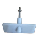 White plastic tool with a metal bolt on a white background