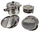TABAKH Stainless Steel Cooker - 9 Plates | 3 Idli, 3 Dhokla, 3 Steamer Plates | Multi Purpose Pot, Steamer Set | Induction and Gas Friendly