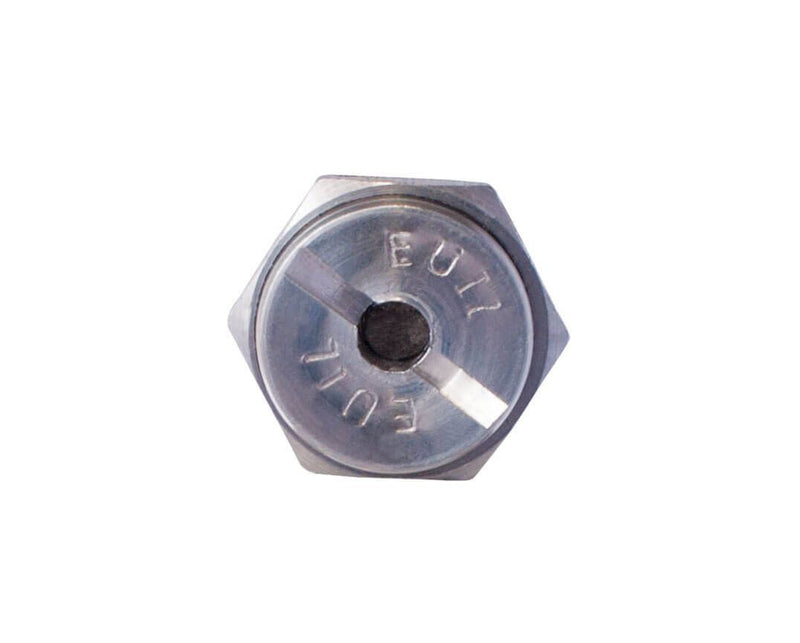 Metal hex nut with 'EUI' branding on a white background