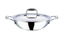 Vinod Platinum Triply Stainless Steel Deep Kadai with Lid - 28cm (3.7L) (Induction Friendly)