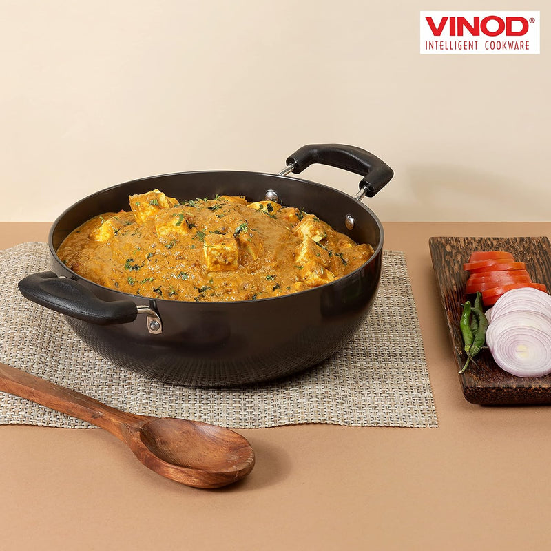 Vinod Cookware Professional Deep Kadhai Induction Friendly – 5.5 Liters (5.8 Quarts) – 28cm–Glass Lid