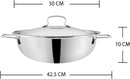 Vinod Smart Triply Stainless Steel Extra Deep Kadai with Lid - 30cm 5.5Ltrs (Induction Friendly)