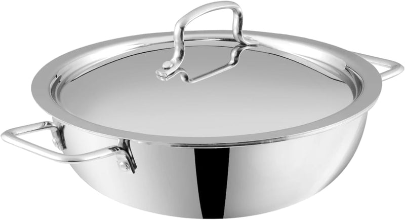 Vinod Smart Triply Stainless Steel Extra Deep Kadai with Lid - 30cm 5.5Ltrs (Induction Friendly)