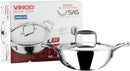 Vinod Platinum Triply Stainless Steel Extra Deep Kadai with Lid - 28cm (4.8L) (Induction Friendly)
