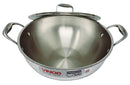 Vinod Platinum Triply Stainless Steel Extra Deep Kadai with Lid - 28cm (4.5L) (Induction Friendly)