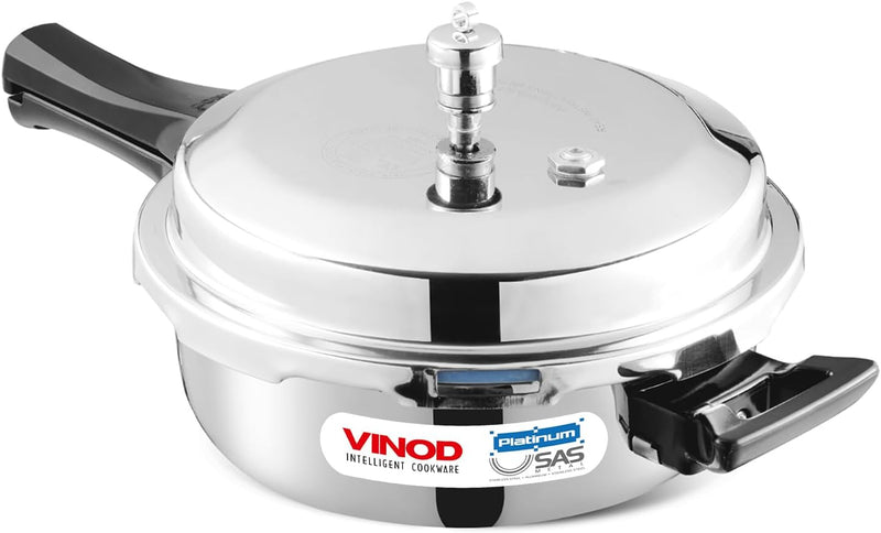 Vinod Platinum Triply Stainless Steel Pressure Cooker Outer Lid - 2 Liter | SAS Bottom Cooker | Induction and Gas Base Cooker | ISI and CE certified