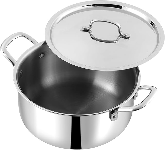 Vinod Smart Triply Stainless Steel Extra Deep Casserole 22cm With Lid Induction Friendly