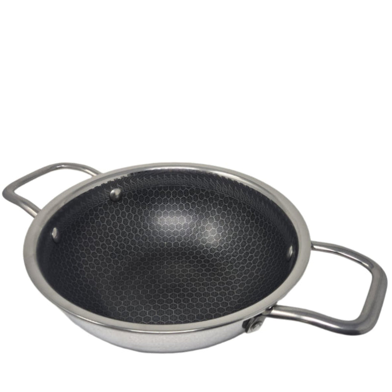 Vinod Nutri-Tech Honey Comb Stick Free Kadai with Lid 3.7 Liter/ 26cm (Induction Friendly)