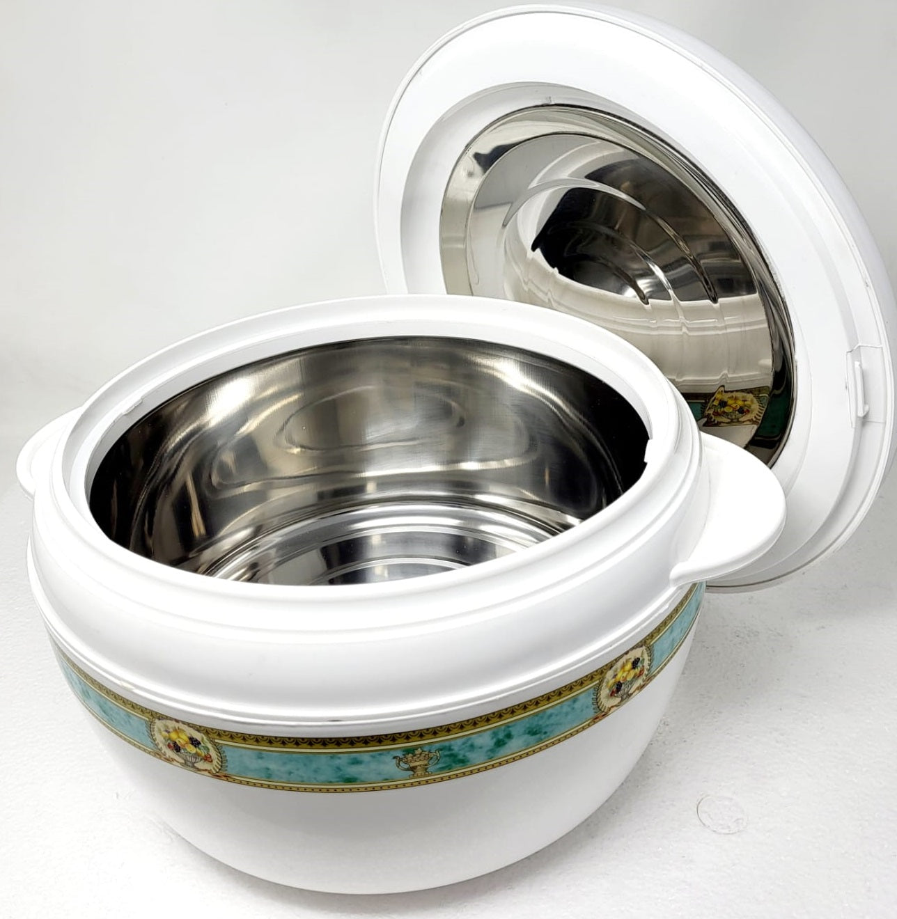 TABAKH 8-Liter Insulated Casserole Bowl With Lid - Thermo Thermal Hot Pot, Stainless Steel Inner, White - View #3