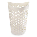 White perforated trash can on a white background