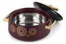 Black and gold cello food container with lid on a white background