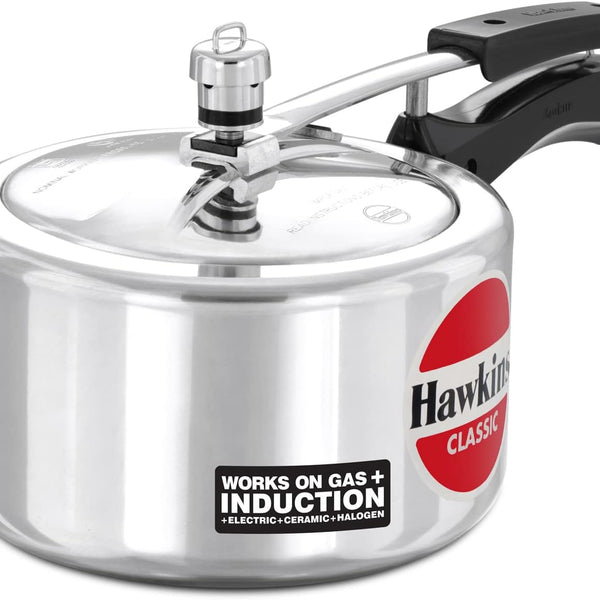 Hawkins ICL3W Classic Aluminum Pressure Cooker 3 Liter Wider Induction