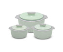 TABAKH Fine Dine Inner Stainless Steel Insulated Casserole Food Serving Pack of 3 Serve Casserole Set (2000ml, 3000ml, 5000ml)