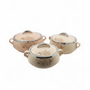 Tabakh Florina Mega Casserole Set–3-Piece Insulated Hotpots with Elegant Floral Design | Premium Thermal Food Containers (1500, 2000, 3000 ml)