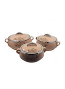 Tabakh Florina Mega Casserole Set–3-Piece Insulated Hotpots with Elegant Floral Design | Premium Thermal Food Containers (1500, 2000, 3000 ml)