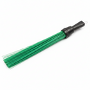 Green brush with grey handle on a white background