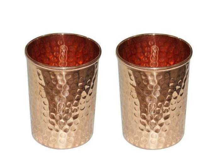 Tabakh Pure Copper Diamond Tumbler Glass, 11.8 US Fl Oz 350ML