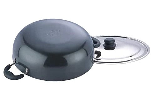 Vinod Hard Anodized Deep Kadai with Stainless Steel Lid - 34cm - 10 Liters