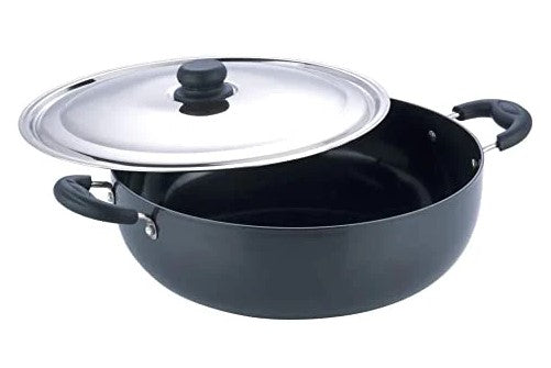 Vinod Hard Anodized Deep Kadai with Stainless Steel Lid - 34cm - 10 Liters