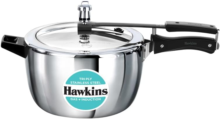 Hawkins Triply Stainless Steel Pressure Cooker,Wide Cooker, Inner Lid Cooker, (HSST7W) 7 Litres Silver