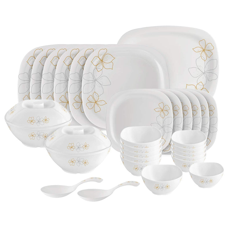 Cello Melmoware Square Dinner Set, Marvella, 31 Pcs , Large