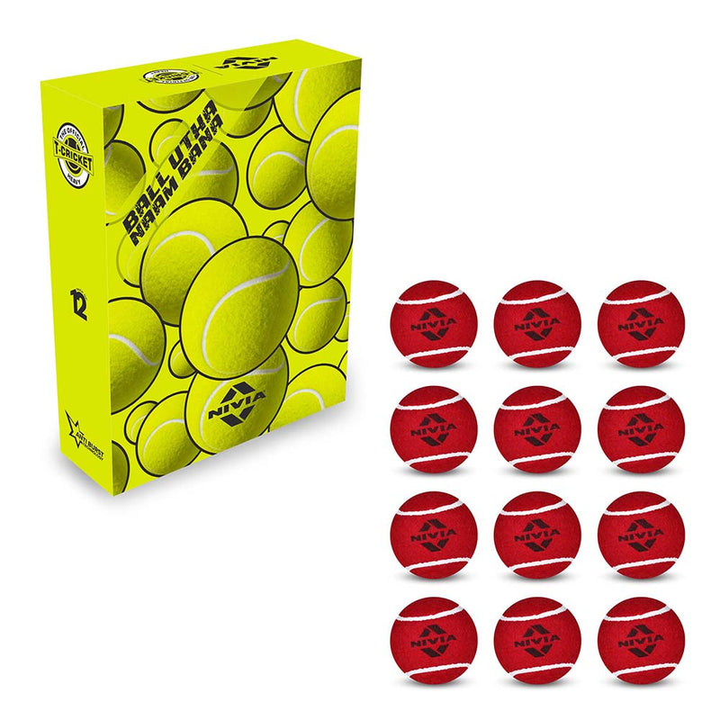 Nivia Heavy Hard Tennis/Cricket Ball - 12 Pack