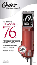Oster Professional Hair Clippers, Classic 76 for Barbers and Hair Cutting with Detachable Blade, Burgundy 110v