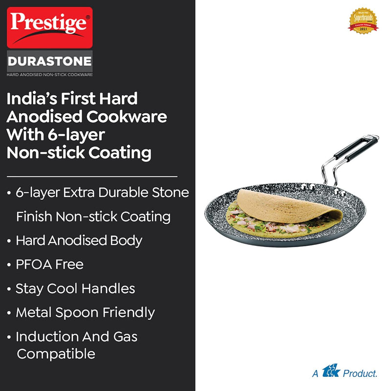 Prestige Durastone 25 cm Non-Stick Hard Anodised Tawa, 10-Inch