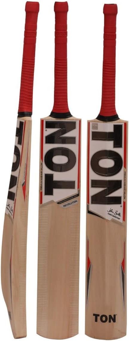 SS Sunridges Ton Revolution Premium Cricket Kashmir Willow Leather Ball Cricket Bat - Adult Size - Short Handle (Bat Cover Included)