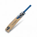 Wooden cricket bat with brand logo on a white background