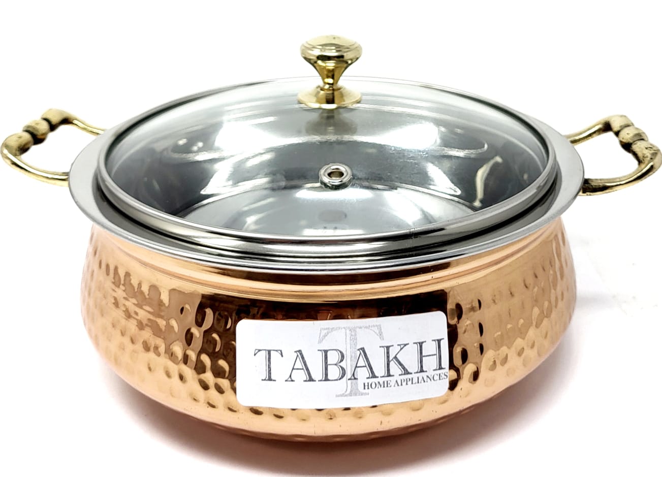 Tabakh Copper Stainless Steel Hammered Finish Handilaganpot With Tou 7351