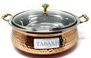 Tabakh Copper Stainless Steel Hammered Finish Handi/Lagan/Pot with Toughened Glass Lid and Brass Knob & Handles Capacity-2000 ML