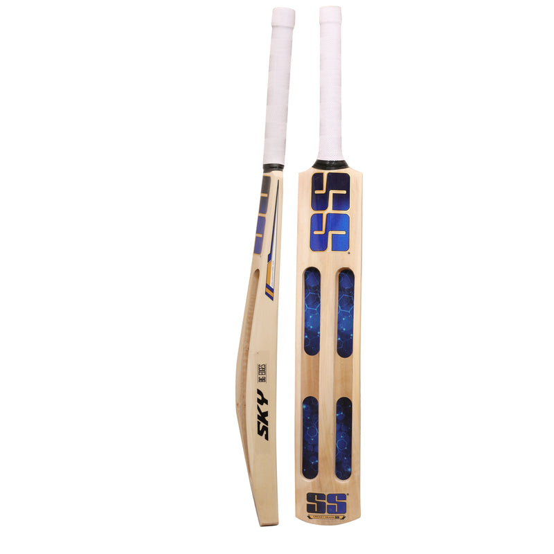 SS Sky Players Jumbo Kashmir Willow Leather Ball Cricket Bat Adult Size - Short Handle (Cover Included)