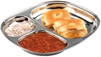 TABAKH Stainless Steel Pav Bhaji Plate 22.5X22.5 Square