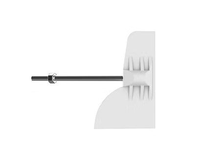 A white wiper assembly for a wet grinder with a metal shaft and plastic blades.