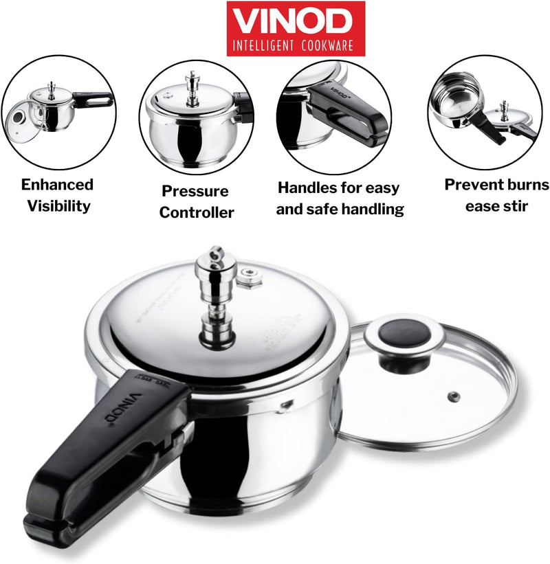 Vinod 3.5 Liter Splendid Plus Handi Stainless Steel Pressure Cooker