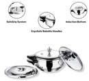 Vinod Magic Stainless Steel Smart 3 in 1 Pressure Cooker 5.5 Litre | 5mm Thick Base | All in One with Strainer & Glass Lid | Induction and Gas Base | ISI certified |