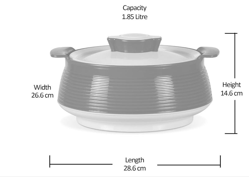 MILTON Venice 2000 Insulated Inner Stainless Steel Casserole, 1.85 litres, Grey | BPA Free | Food Grade | Easy to Carry | Easy to Store | Ideal for Chapatti | Roti | Curd Maker