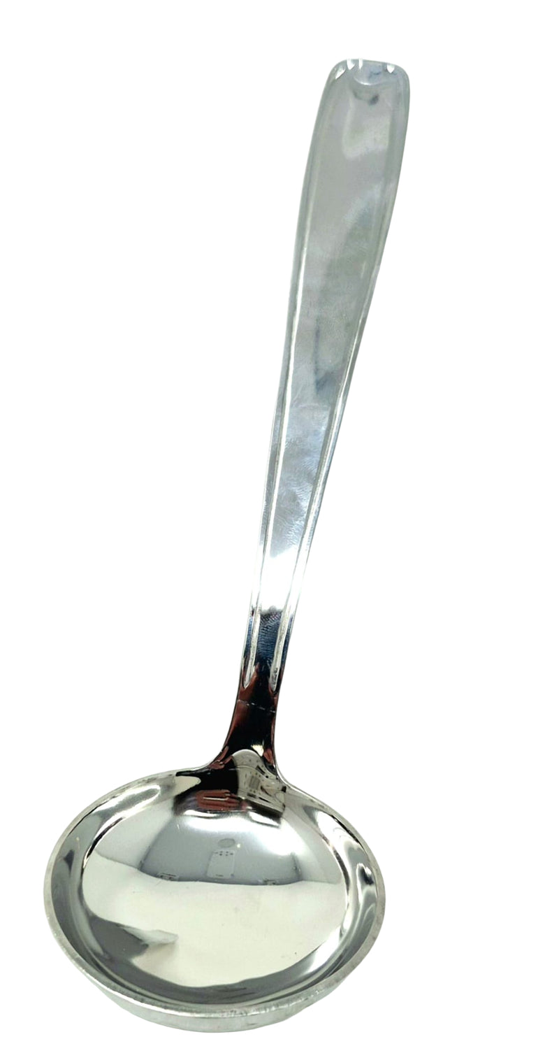 A silver-colored Vinod Mini Pearl ladle spoon with a round bowl and a long handle.