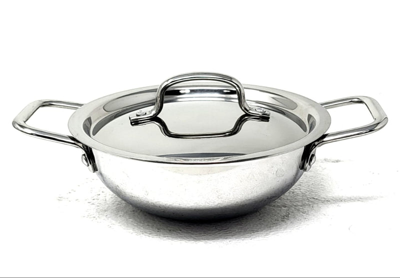 Vinod Smart Triply Stainless Steel Extra Deep Kadai with Lid - 18cm (1.3Ltrs) (Induction Friendly)