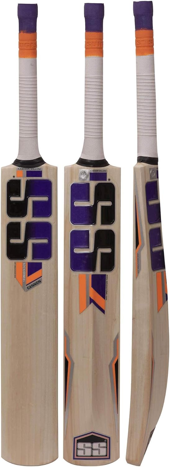 SS Kashmir Willow Leather Ball Cricket Bat, Exclusive Cricket Bat for Adult Full Size with Full Protection Cover Cannon by Yogi Sports