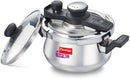 Prestige Svachh Clip-on 3 Litre Stainless Steel Mini Pressure Cooker Handi with Glass Lid